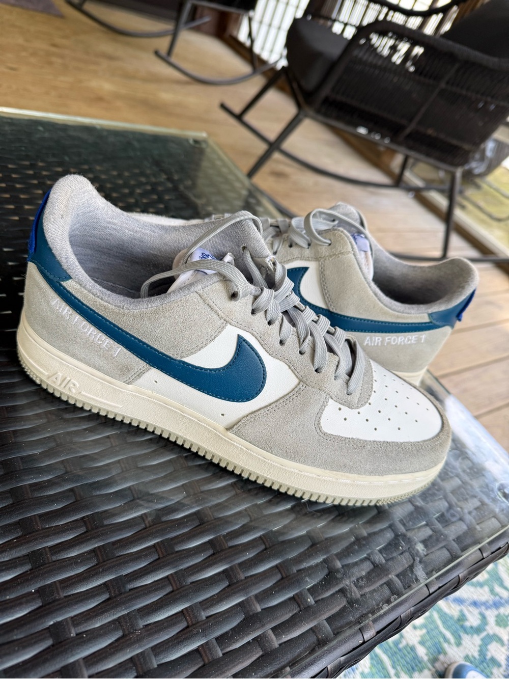 Nike Men’s Air Force 1 Athletic Club in Grey and Blue Leather Suede